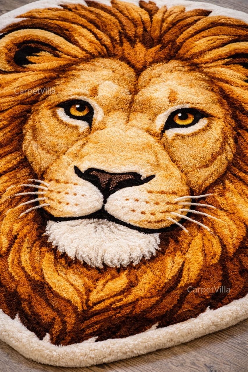 Lion Shape Tufted Rug – Premium Royal Animal Design Carpet