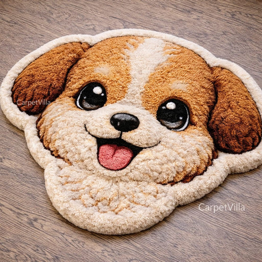 Cute Puppy Shape Tufted Rug – Soft Plush Dog Design Carpet