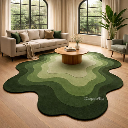 Modern Green,Black,Brown,Blue and Of-White Abstract Carpet | Gradient Layer Designer Rug