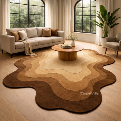 Modern Green,Black,Brown,Blue and Of-White Abstract Carpet | Gradient Layer Designer Rug