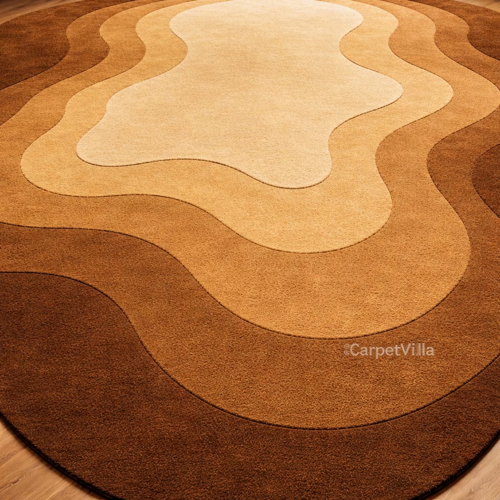 Modern Green,Black,Brown,Blue and Of-White Abstract Carpet | Gradient Layer Designer Rug