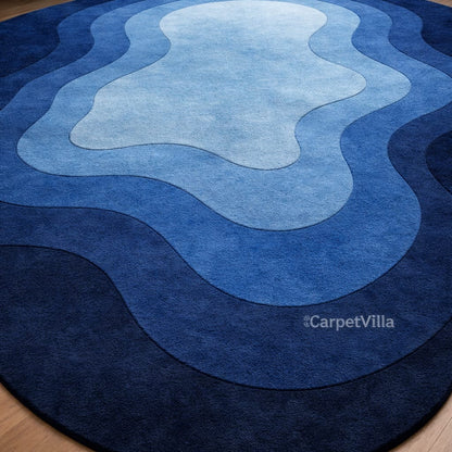 Modern Green,Black,Brown,Blue and Of-White Abstract Carpet | Gradient Layer Designer Rug
