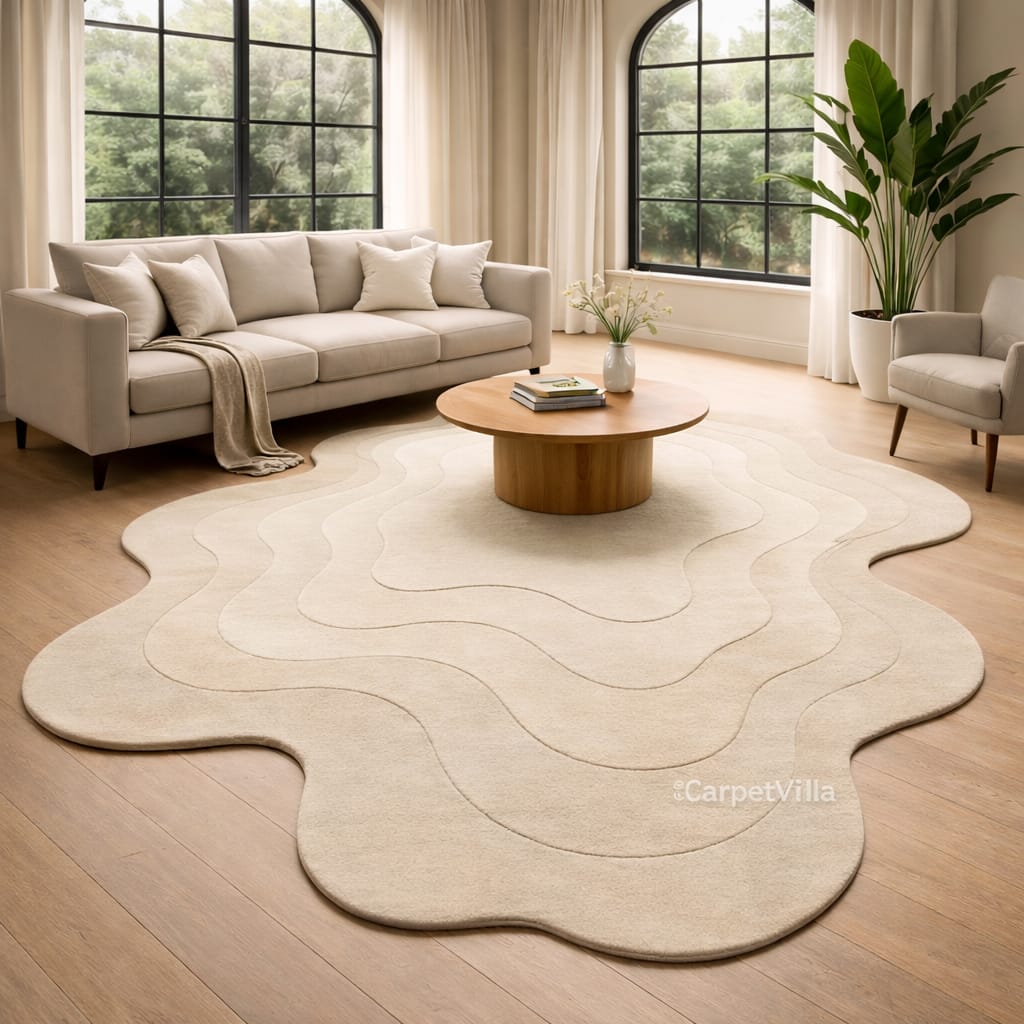 Modern Green,Black,Brown,Blue and Of-White Abstract Carpet | Gradient Layer Designer Rug