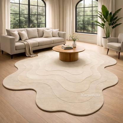 Modern Green,Black,Brown,Blue and Of-White Abstract Carpet | Gradient Layer Designer Rug