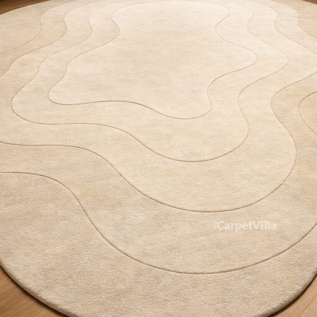 Modern Green,Black,Brown,Blue and Of-White Abstract Carpet | Gradient Layer Designer Rug