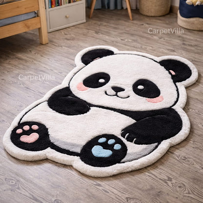 Cute Panda Shape Tufted Rug – Premium Soft Kids Room Carpet