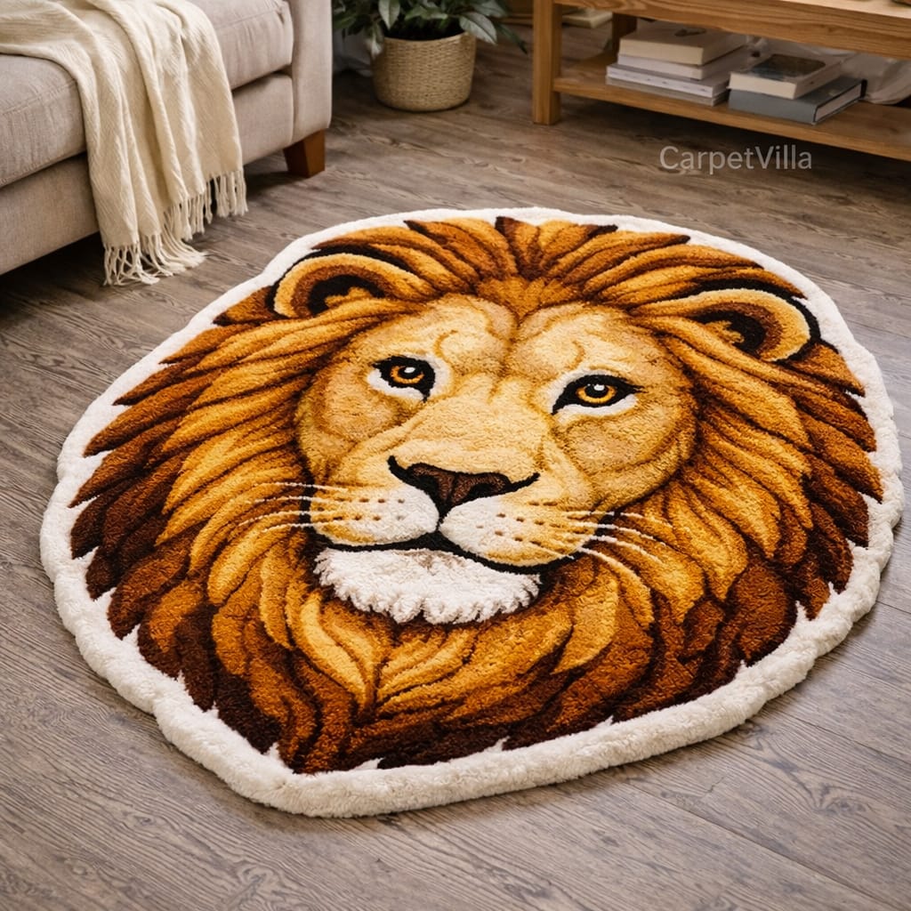 Lion Shape Tufted Rug – Premium Royal Animal Design Carpet
