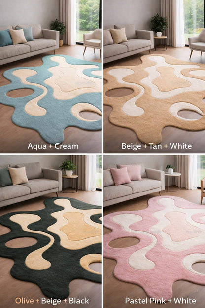 Abstract Shape Rug – Modern Organic Designer Tufted Carpet
