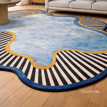 Modern Designer Carpet with Striped Border