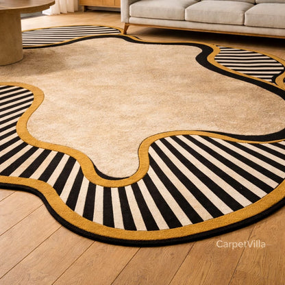 Modern Designer Carpet with Striped Border