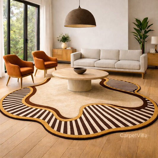 Modern Designer Carpet with Striped Border