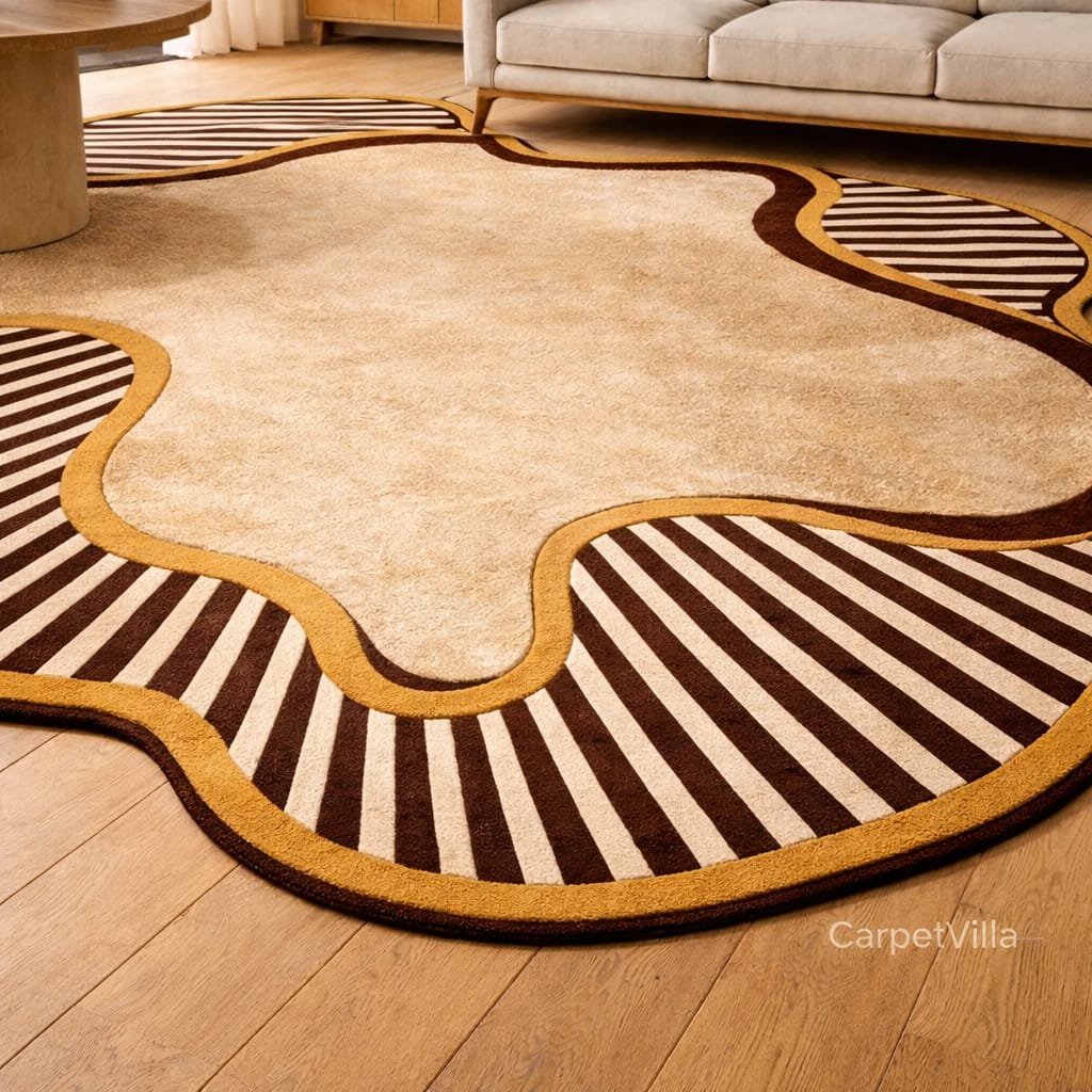 Modern Designer Carpet with Striped Border